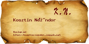 Kosztin Nándor névjegykártya