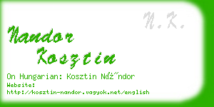 nandor kosztin business card